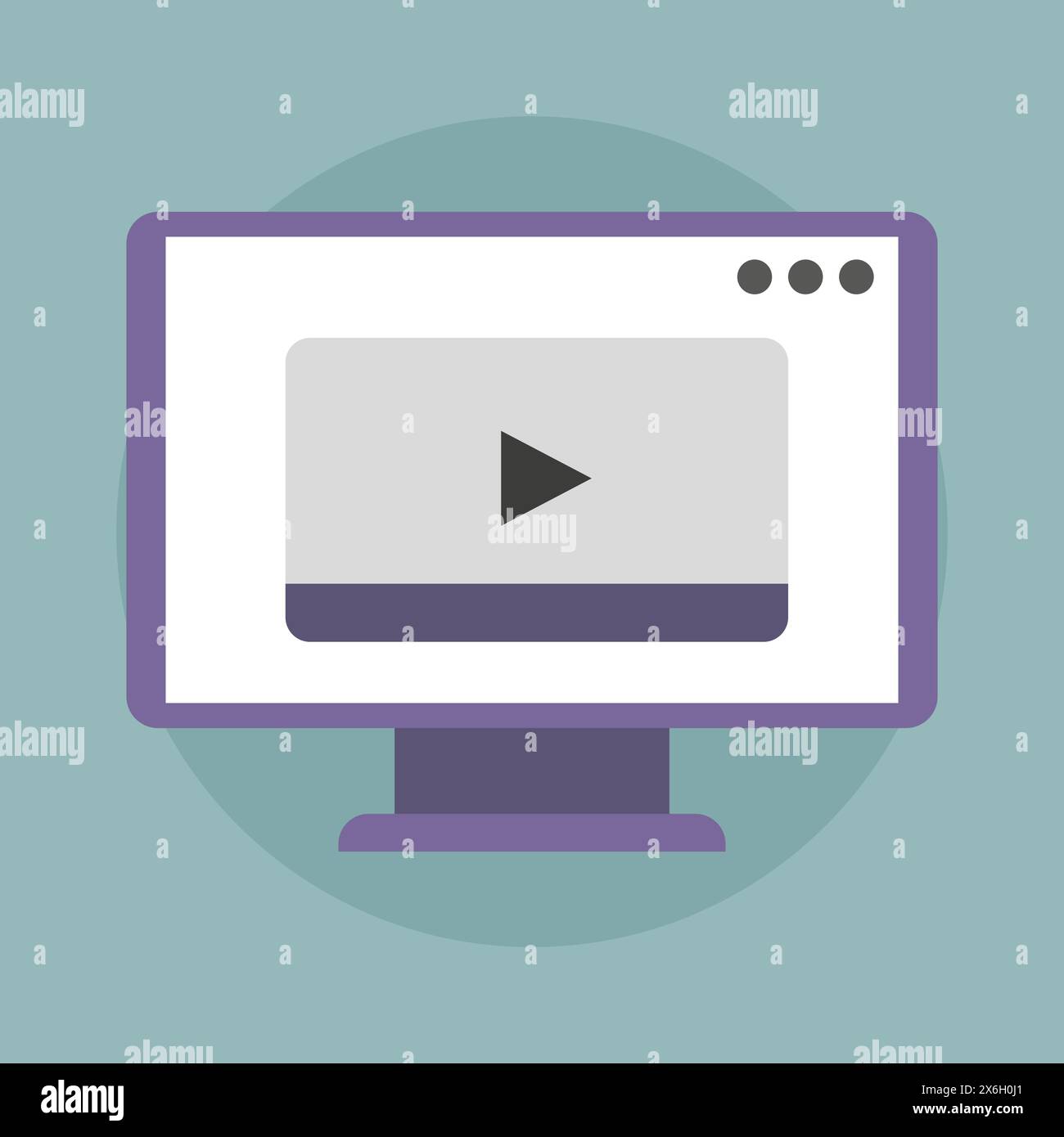 Computer monitor with play button. Online video player concept. Vector ...