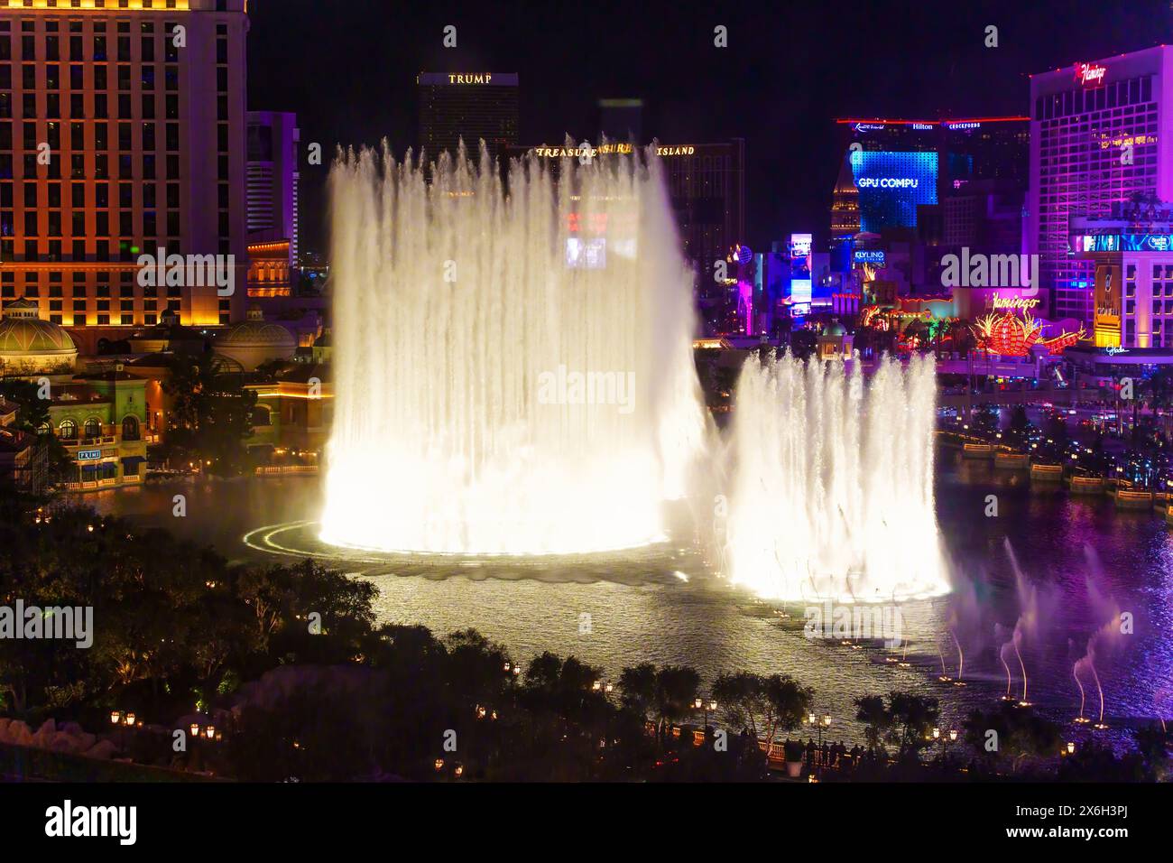 Las Vegas, Nevada - April 14, 2024: Bellagio Dancing Fountains Performance Stock Photo