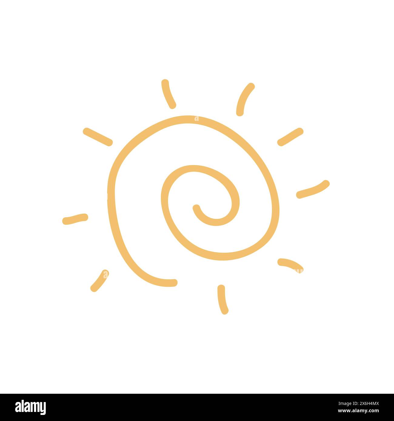Abstract spiral Sun icon. Vector Sun sign or symbol isolated on white background. Stock Vector