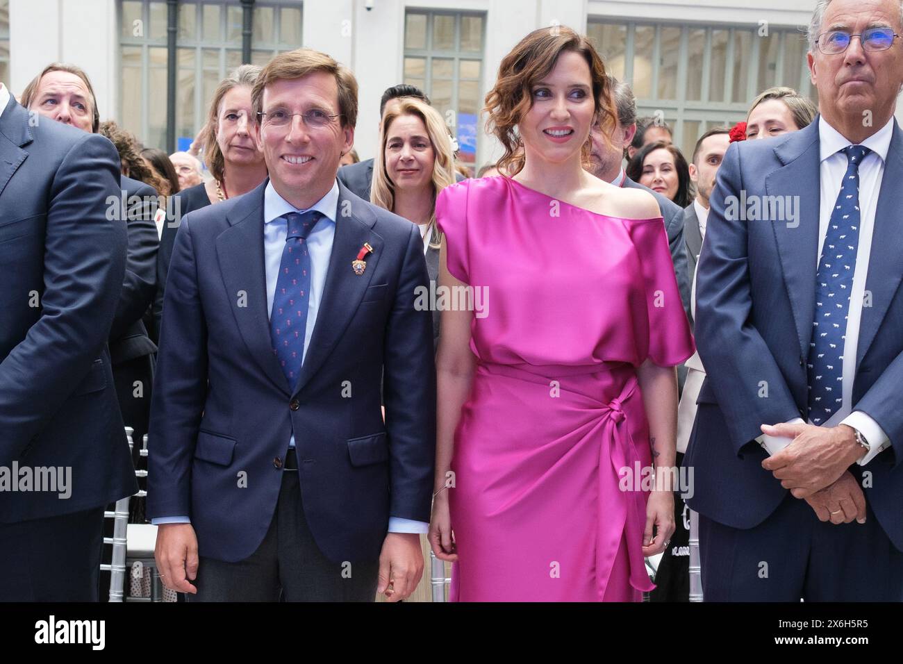 sabel Diaz Ayuso and José Luis Martínez-Almeida attend the Honorary Distinctions awards of the Madrid City Council San Isidro at the Crystal Palace in Stock Photo