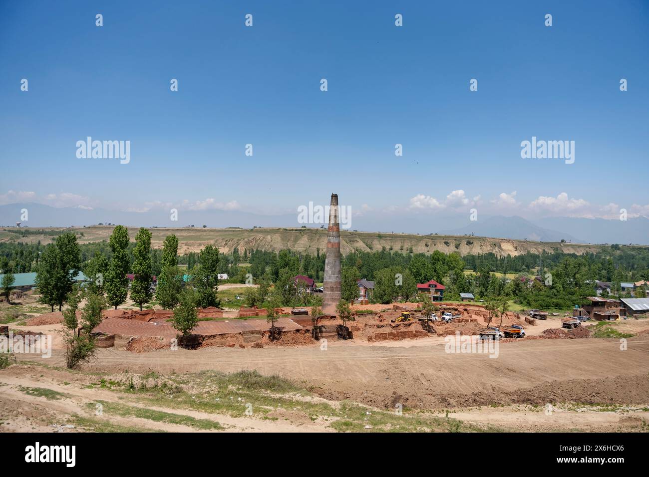 General view of Brick kiln in Budgam. The substantial emission of toxic