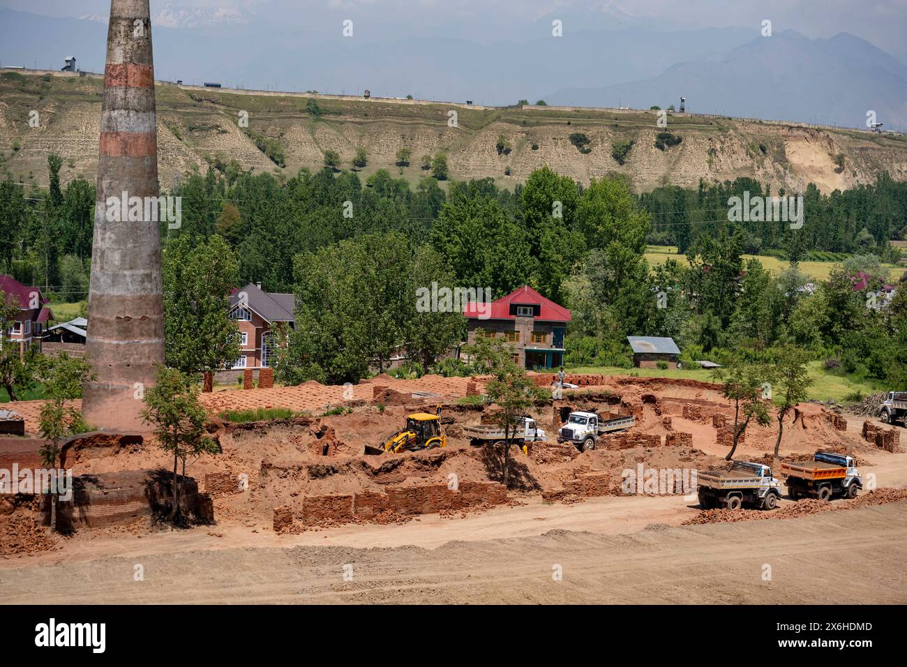 General view of Brick kiln in Budgam. The substantial emission of toxic
