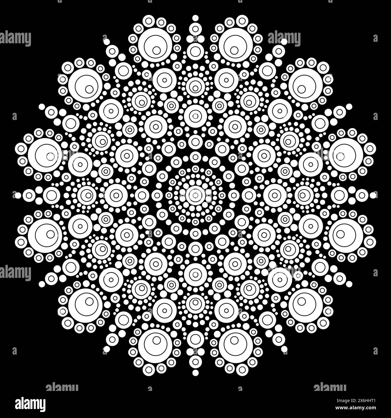 Dot mandala Coloring page for relaxation and meditation. Aboriginal