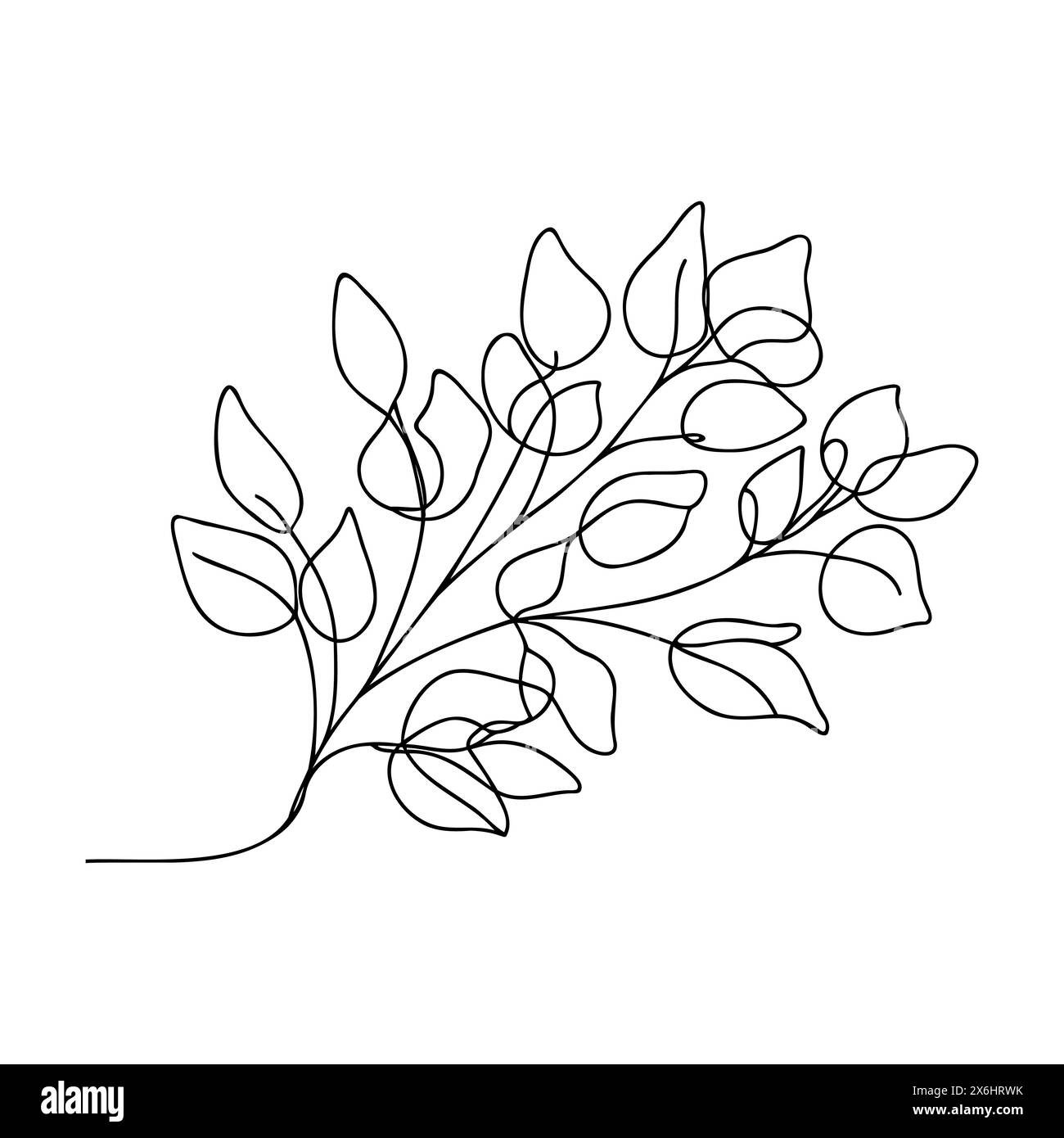Eucalyptus branch continuous one line drawing. Abstract nature ...