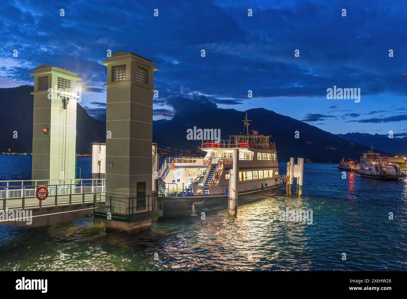 Car and passenger ferry on Lake Como Itlay Stock Photo