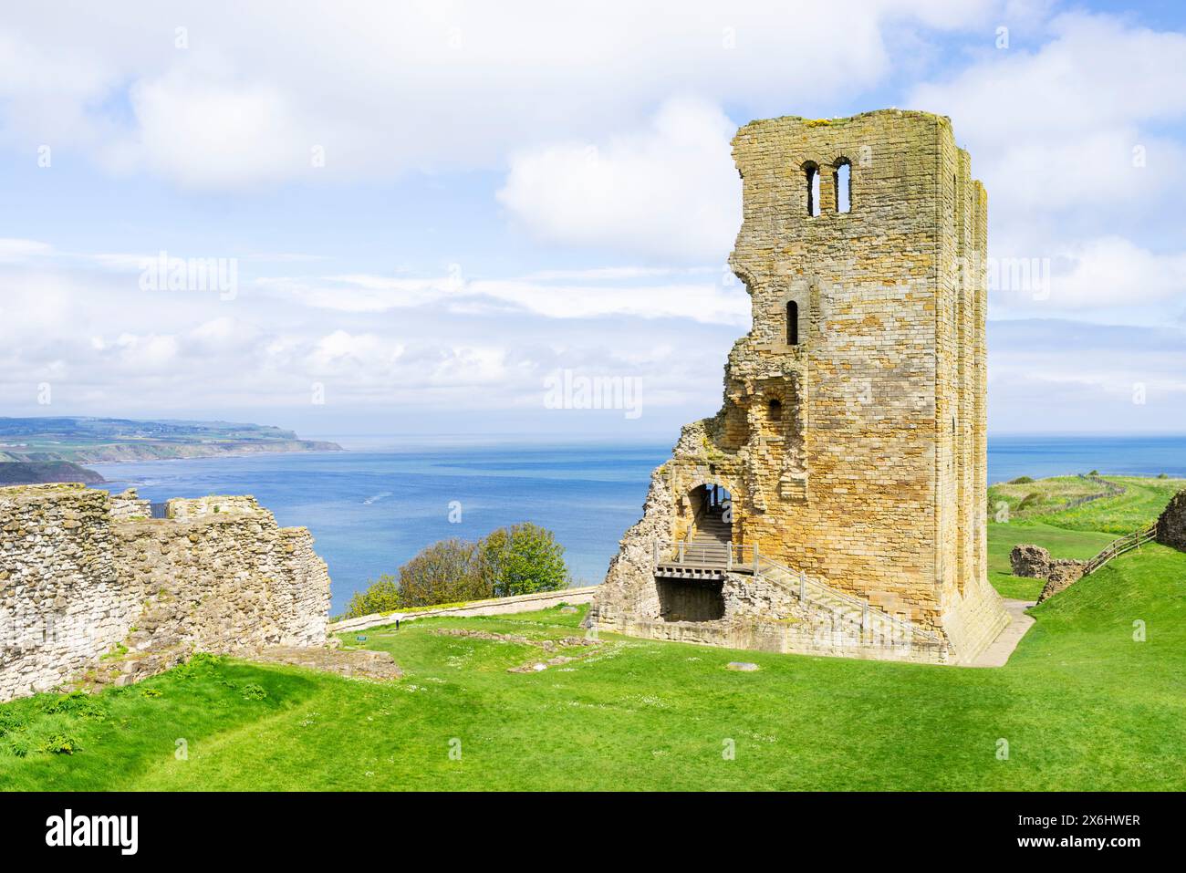 Scarborough Castle a 12th century on the cliff top above the seaside
