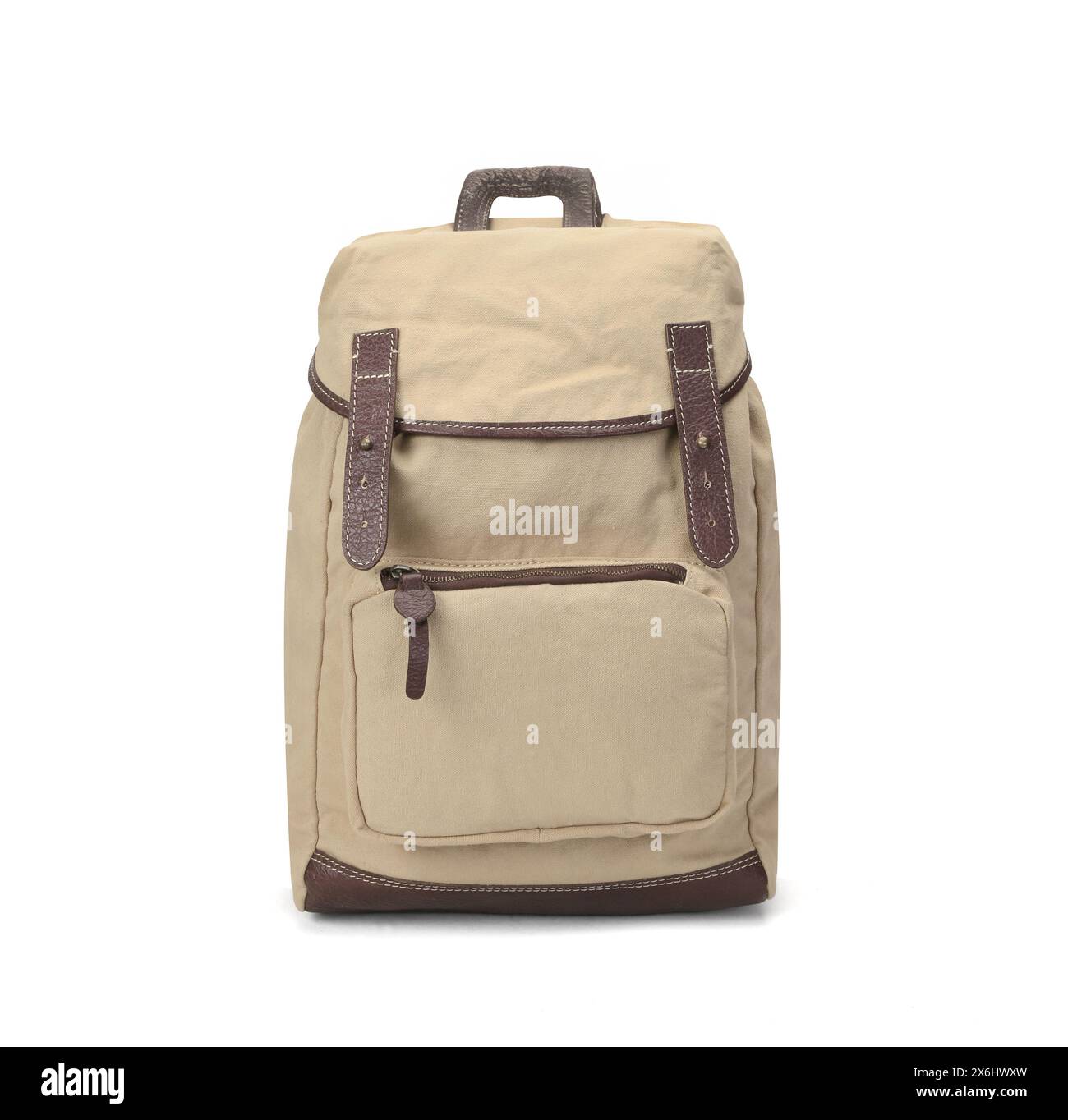 canvas backpack isolated on white background Stock Photo