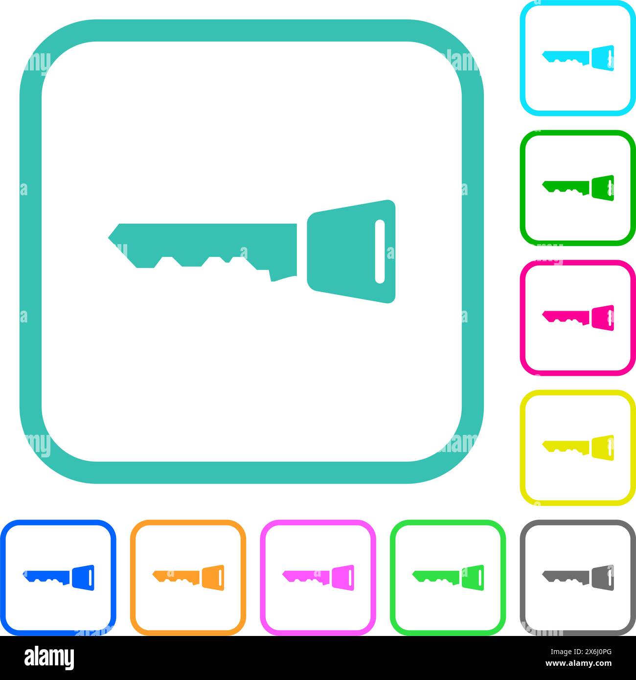 Car key vivid colored flat icons in curved borders on white background ...