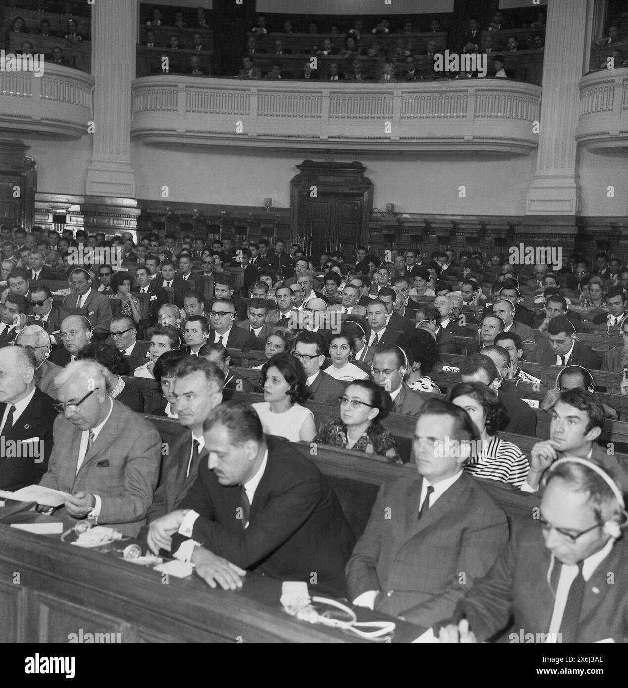 Bucharest, Socialist Republic of Romania, 1979. Participants from foreign countries at a conference organized by the Romanian Communist Party. Stock Photo