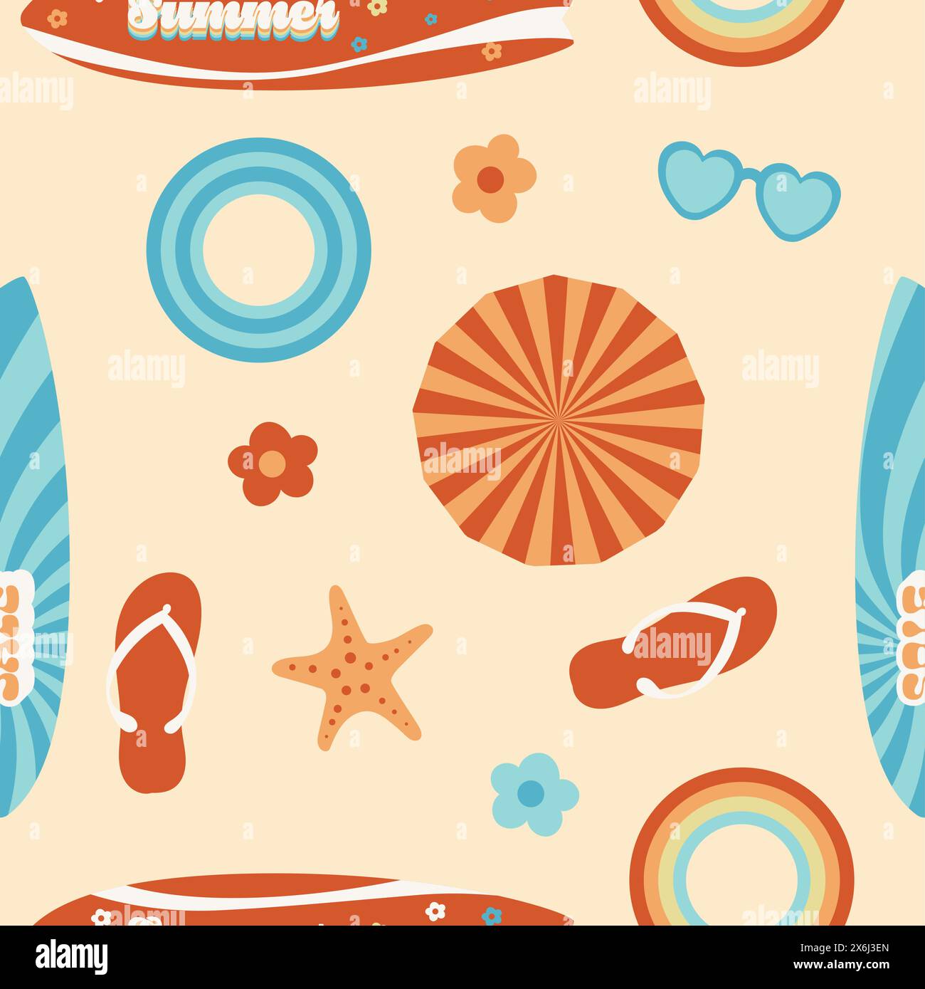 70s Summer Sale Seamless Pattern Stock Vector