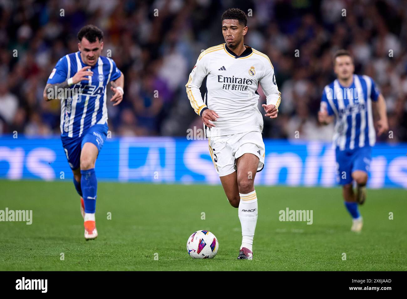 Madrid, Spain. May 14, 2024 Madrid, Spain. May 14, 2024 Vinicius Junior of Real Madrid looks onduring the LaLiga EA Sports match between Real Madrid CF and Deportivo Alaves at Estadio Santiago Bernabeu on May 14, 2024 in Madrid, Spain. (Photo by QSP) Stock Photo