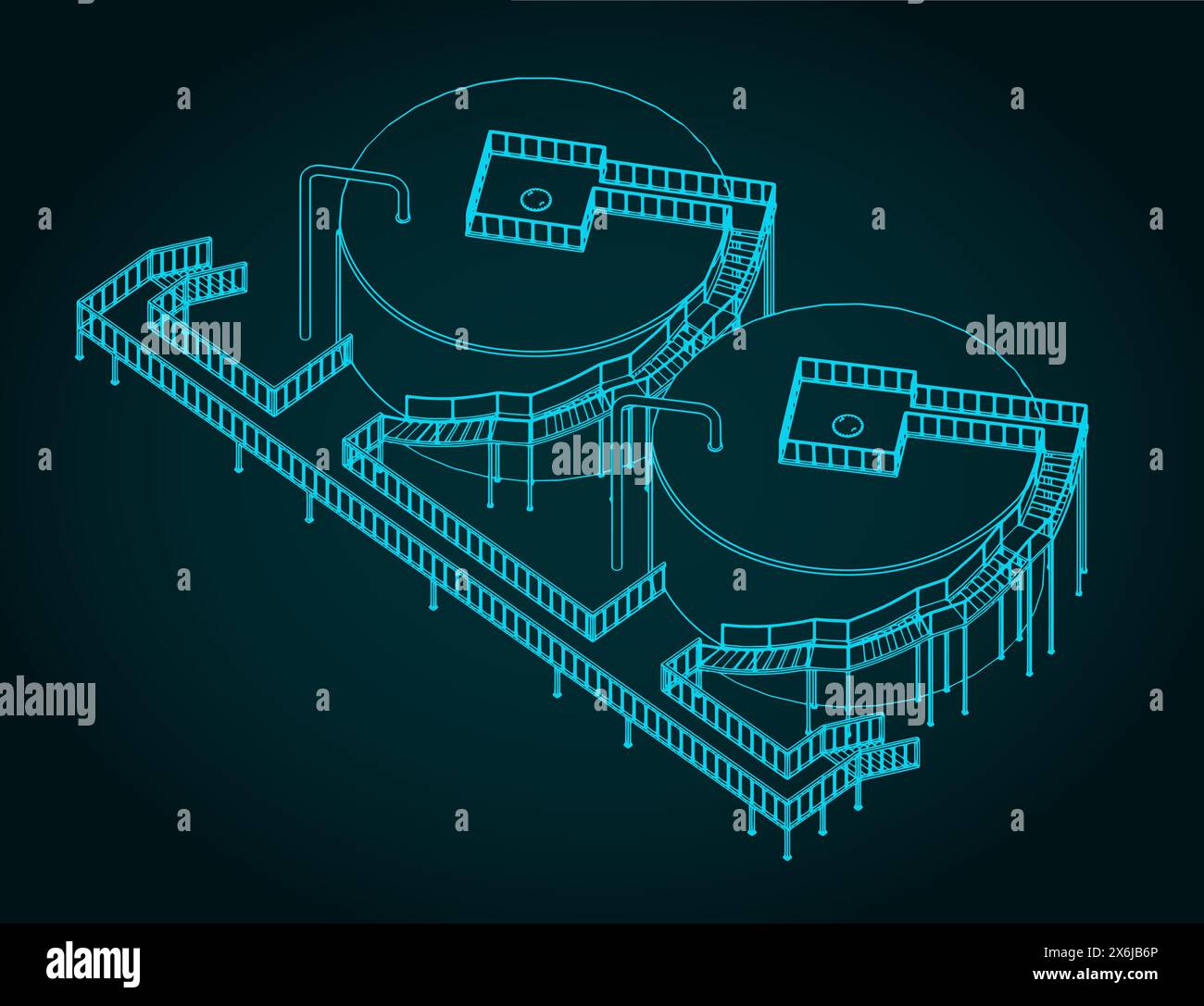 Stylized vector illustration of a storage tank isometric drawing Stock ...