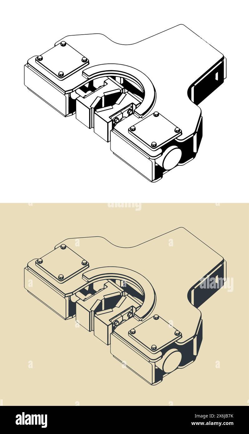 Stylized vector illustrations of a drilling rig hydraulic clamp Stock ...