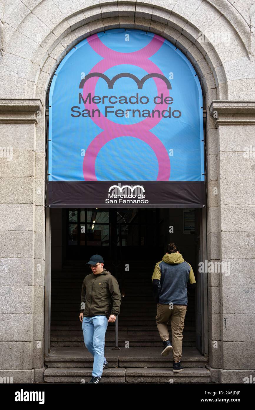 Madrid, Spain. February 11, 2024 - Mercado De San Fernando entrance ...