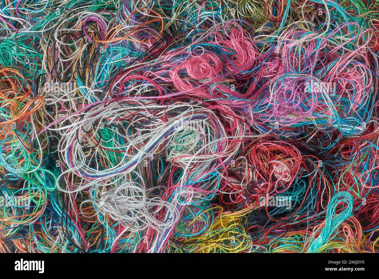 pile of tangled colorful sewing threads background texture, abstract ...