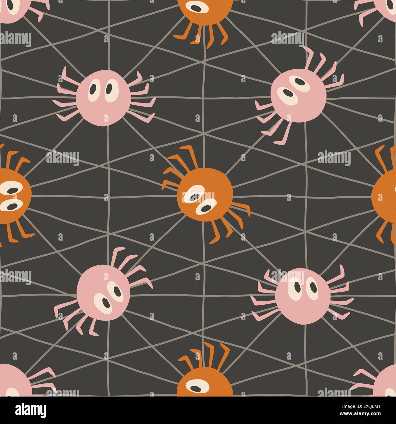 Seamless vector pattern with cute spiders. Vector illustration Stock ...