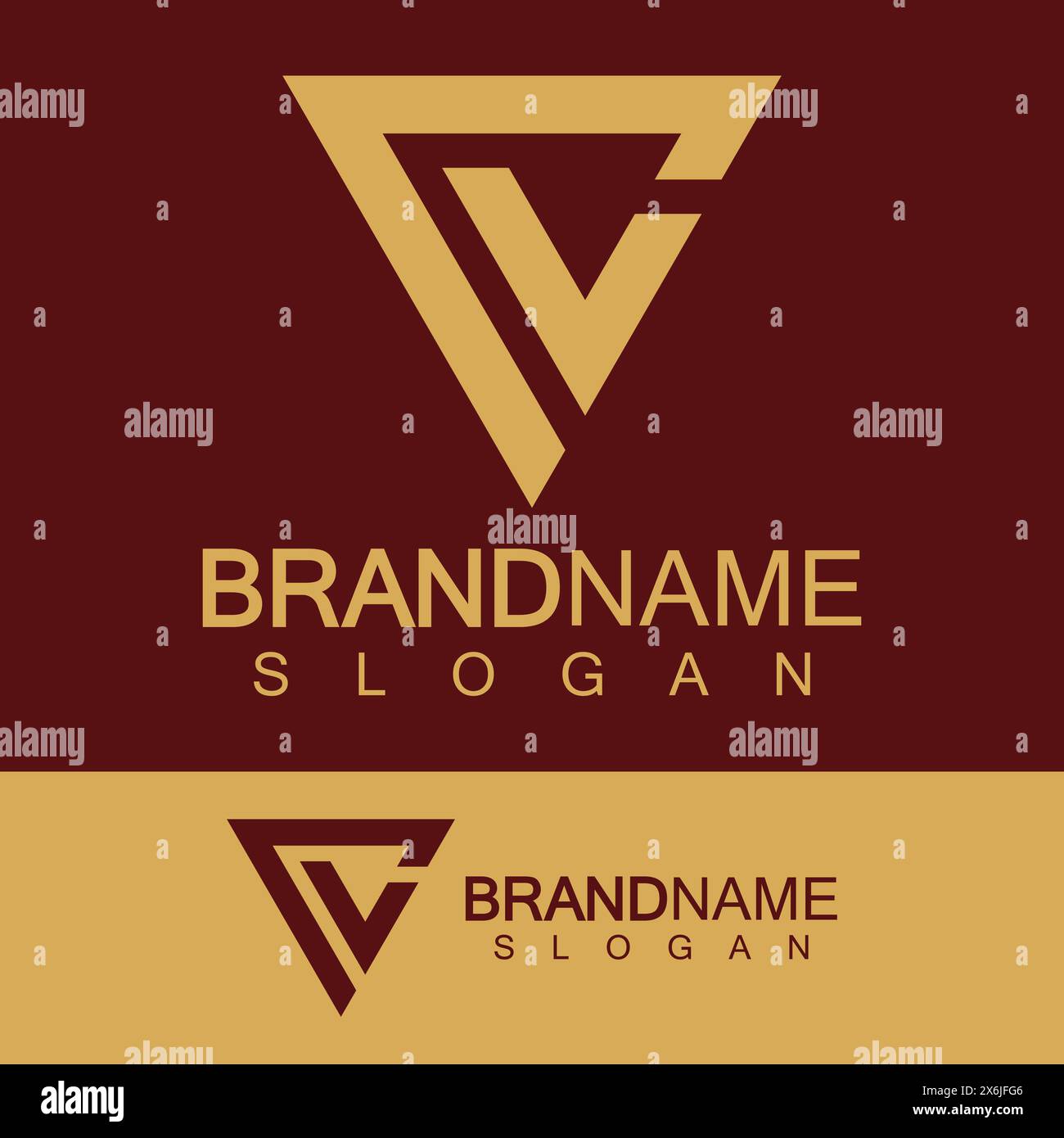 Creative letter CV or VC monogram logo inverted triangle shape. Stock Vector