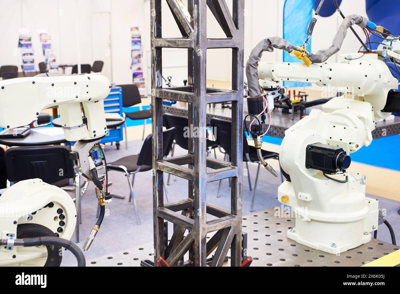 Robotic welding machine at the exhibition Stock Photo