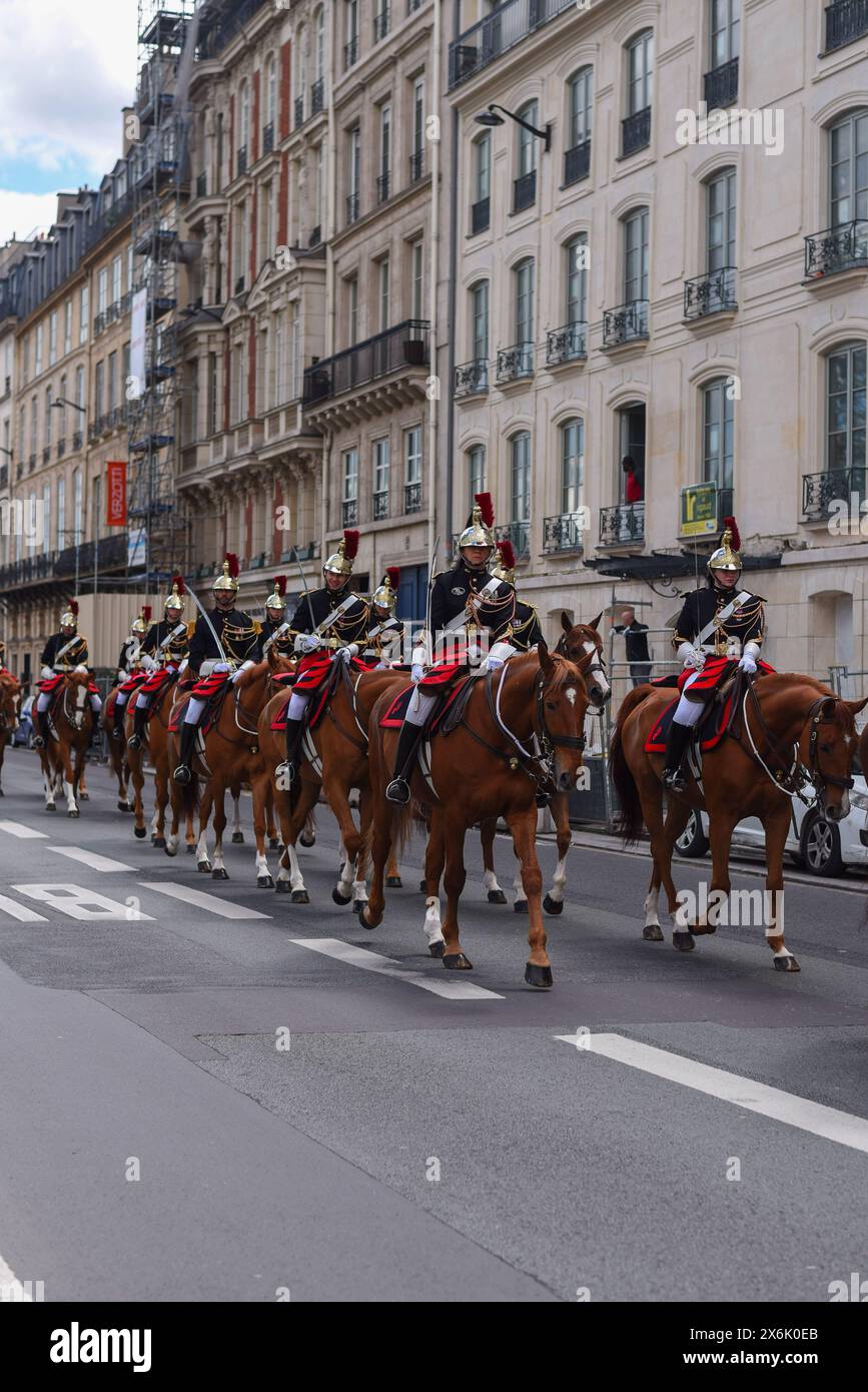 Paris, France. The Republican Guard practising for the Victory Day's parade. Stock Photo