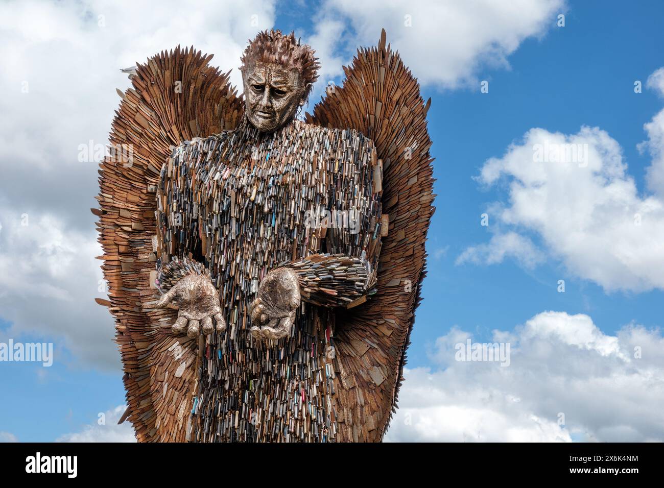 The Knife Angel or National Monument Against Violence and Aggression in Weston Super mare as part of The National Anti-Violence UK Tour Stock Photo