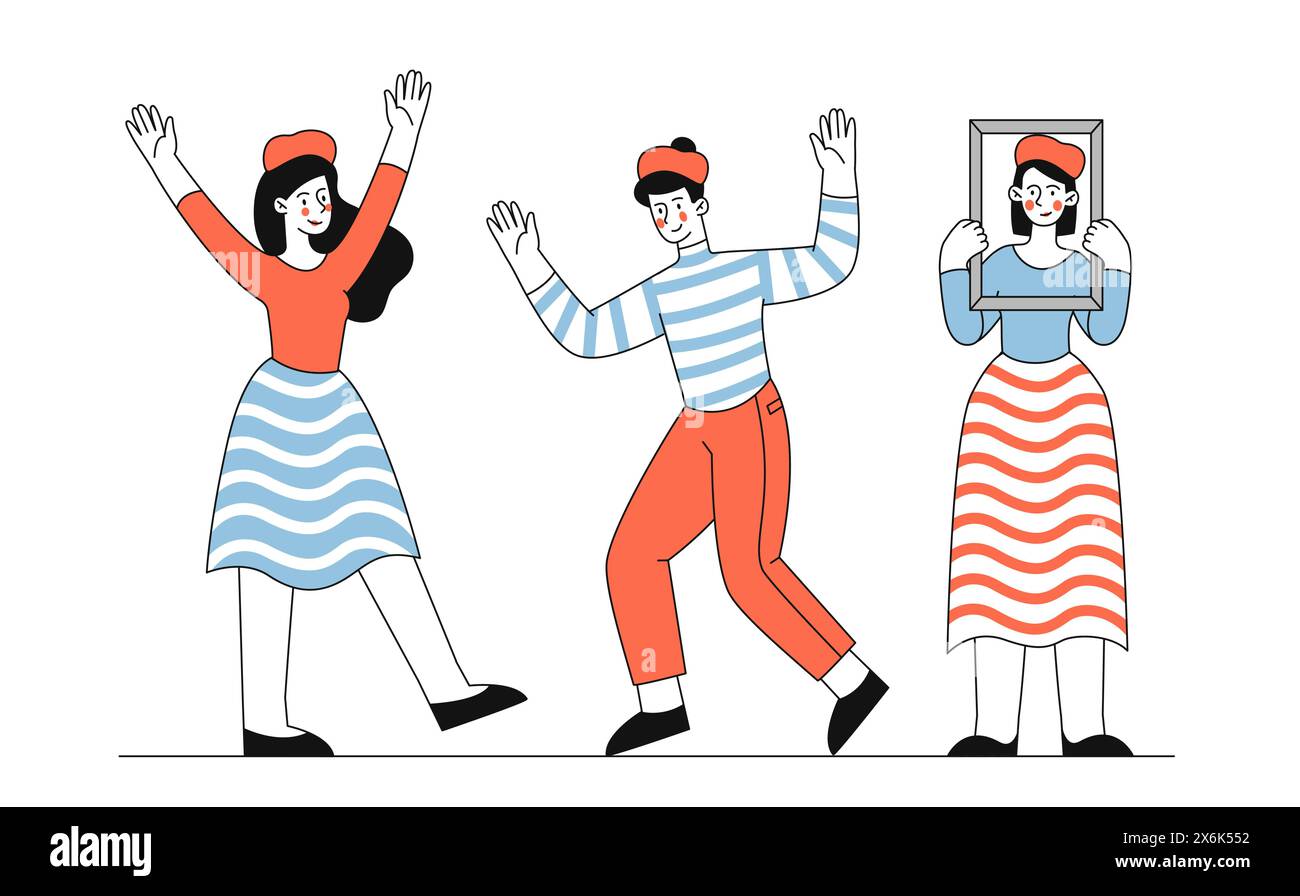 Set of mimes vector simple Stock Vector