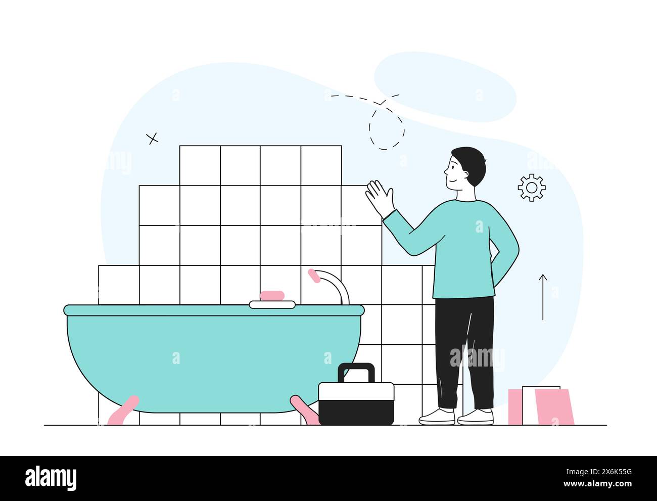 Renovation in bathroom vector simple Stock Vector Image & Art - Alamy