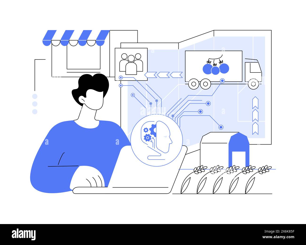 AI-Backed Supply Chain Management abstract concept vector illustration ...