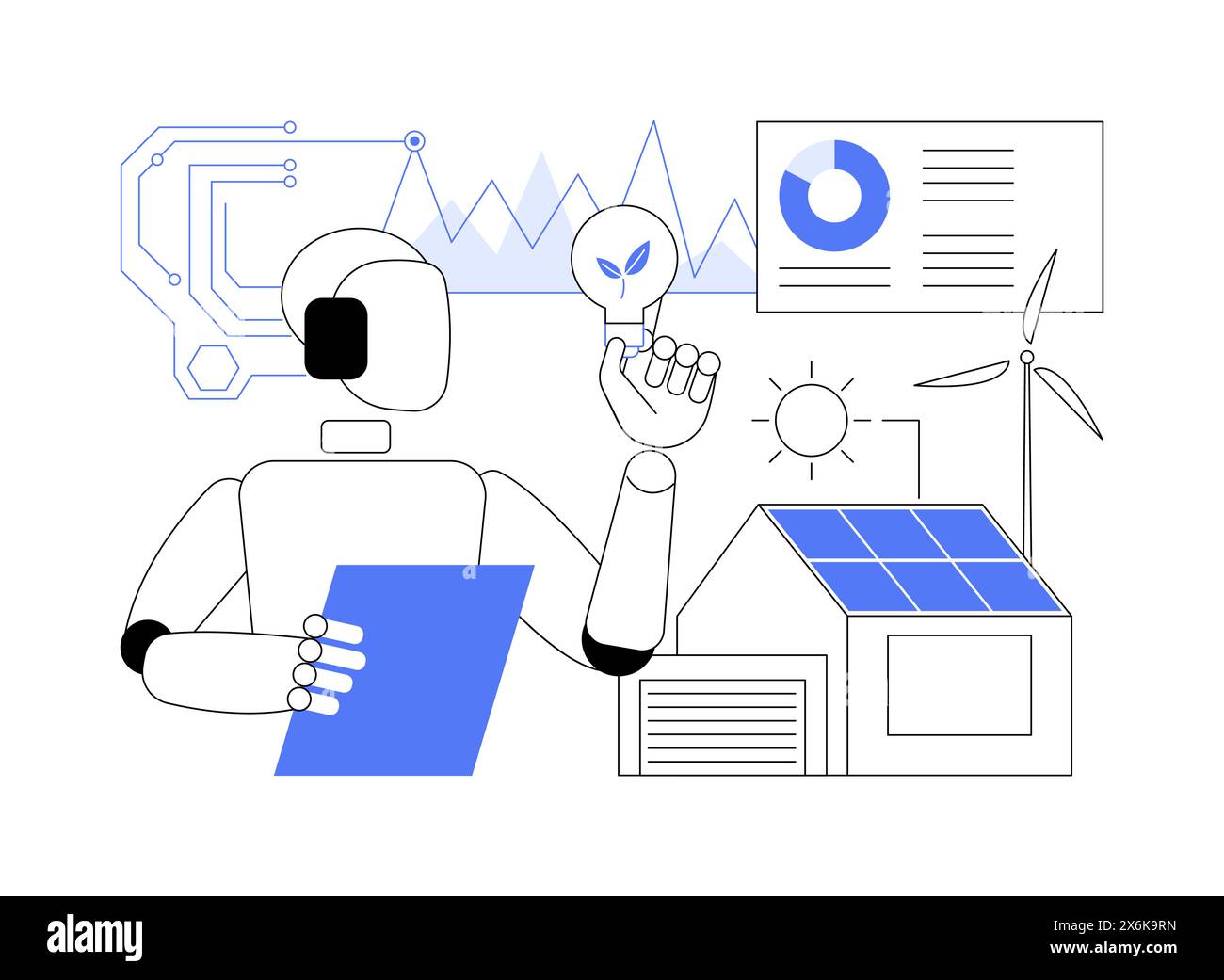 AI-Enhanced Renewable Energy abstract concept vector illustration Stock ...
