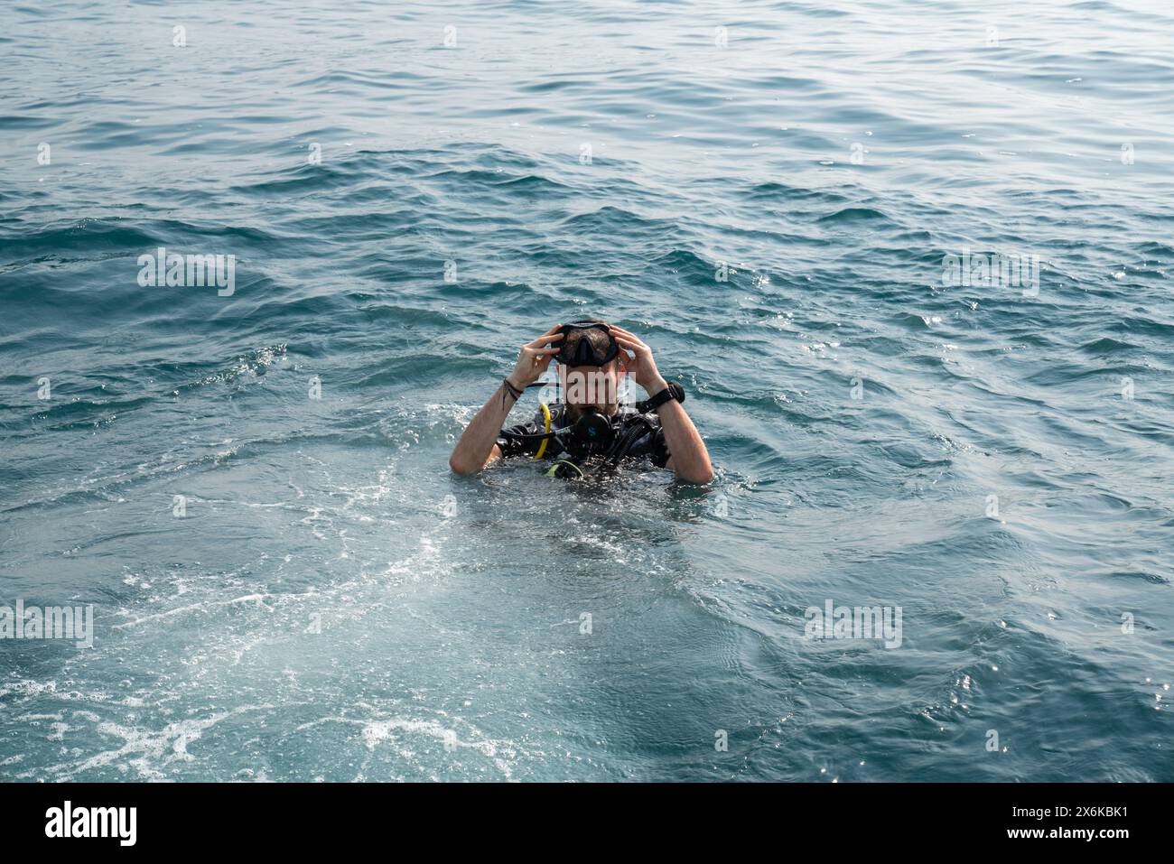 Diving boat and diving equipment Stock Photo