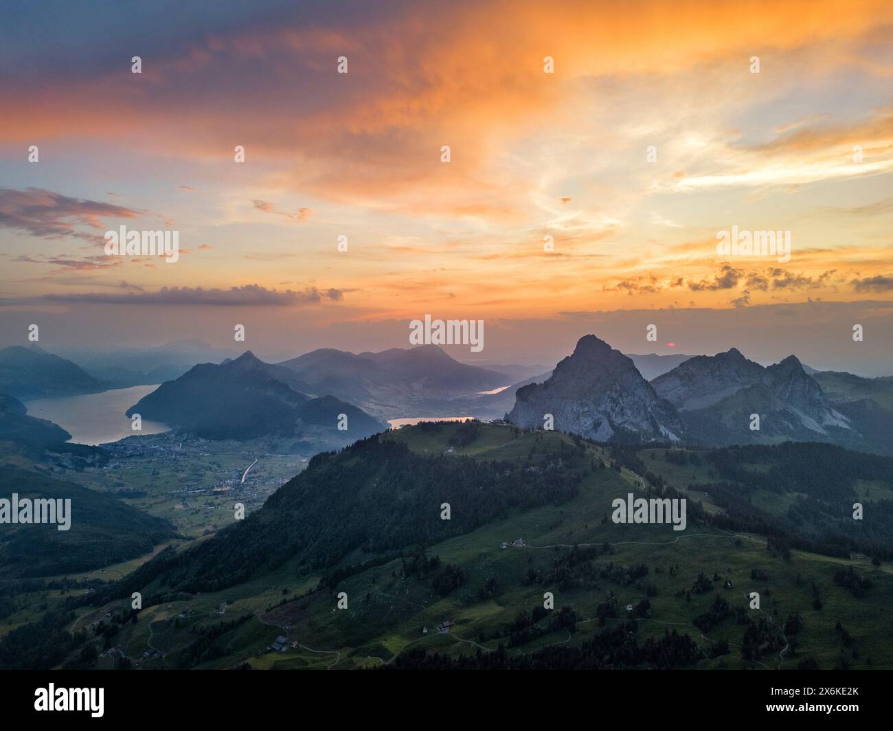 Evening atmosphere on the Ibergeregg, Switzerland Stock Photo