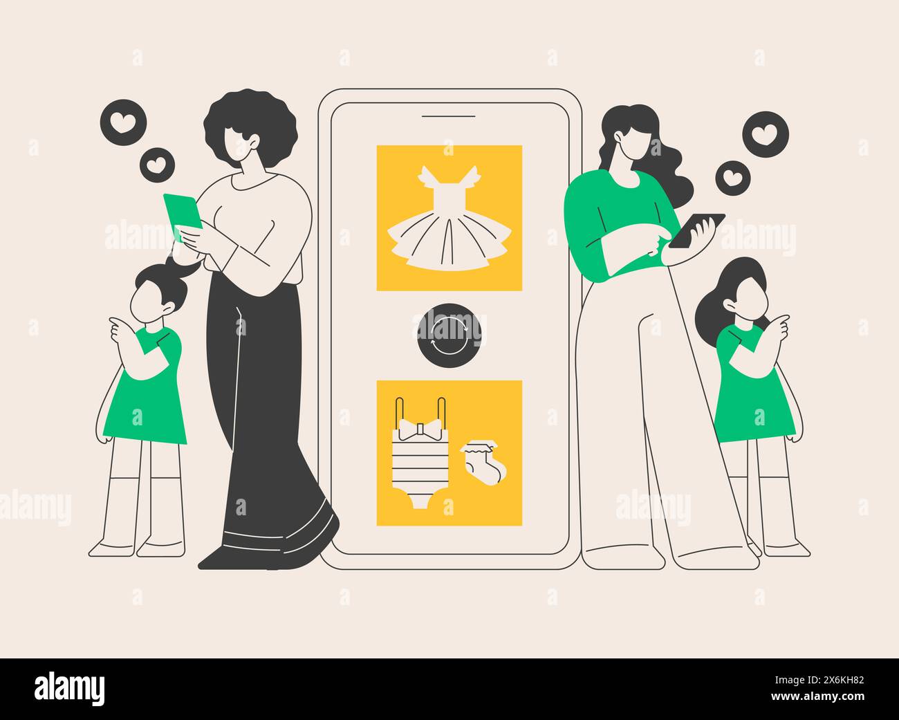 Baby clothes tradein abstract concept vector illustration Stock Vector