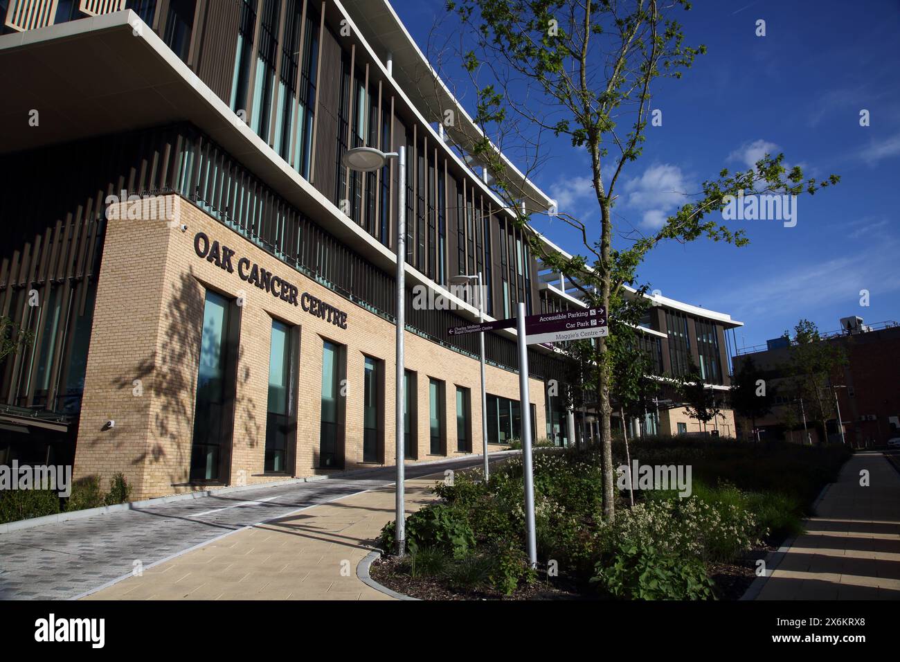 Exterior of the Oak Cancer Centre a Research and Treatment Facility Funded by the Royal Marsden Cancer Charity Surrey England Stock Photo