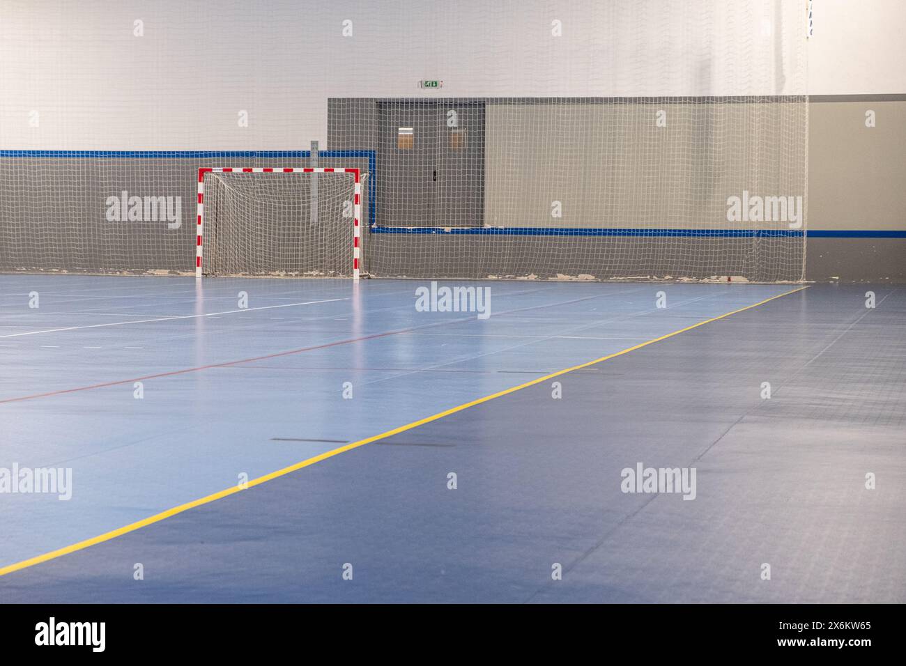 goal for futsal or handball in sports center, gate of a football or handball playground Stock Photo