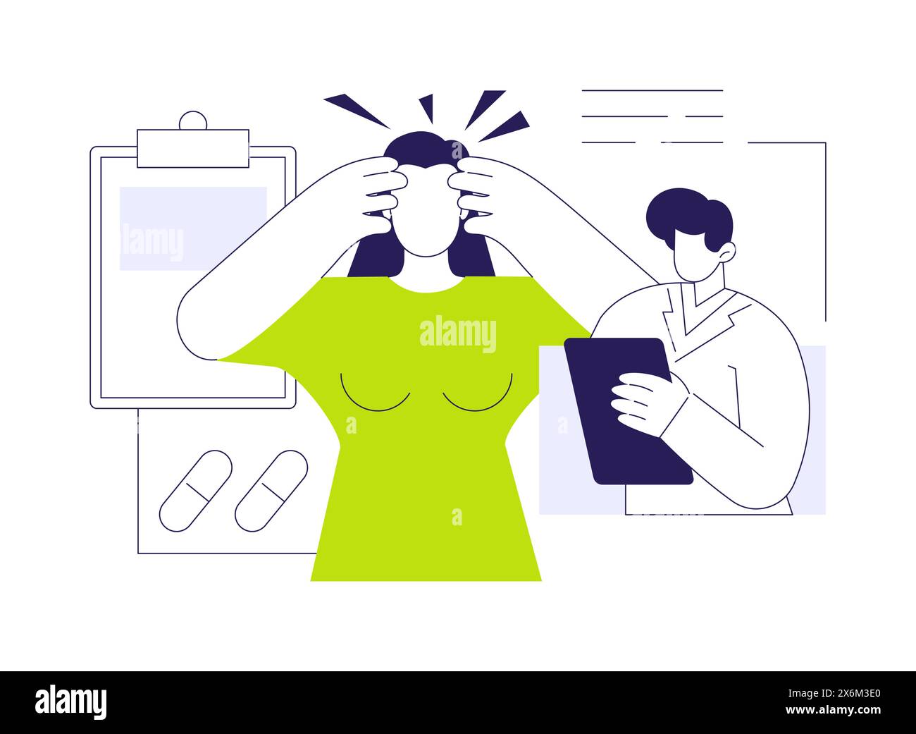 Headache and migraine abstract concept vector illustration Stock Vector ...