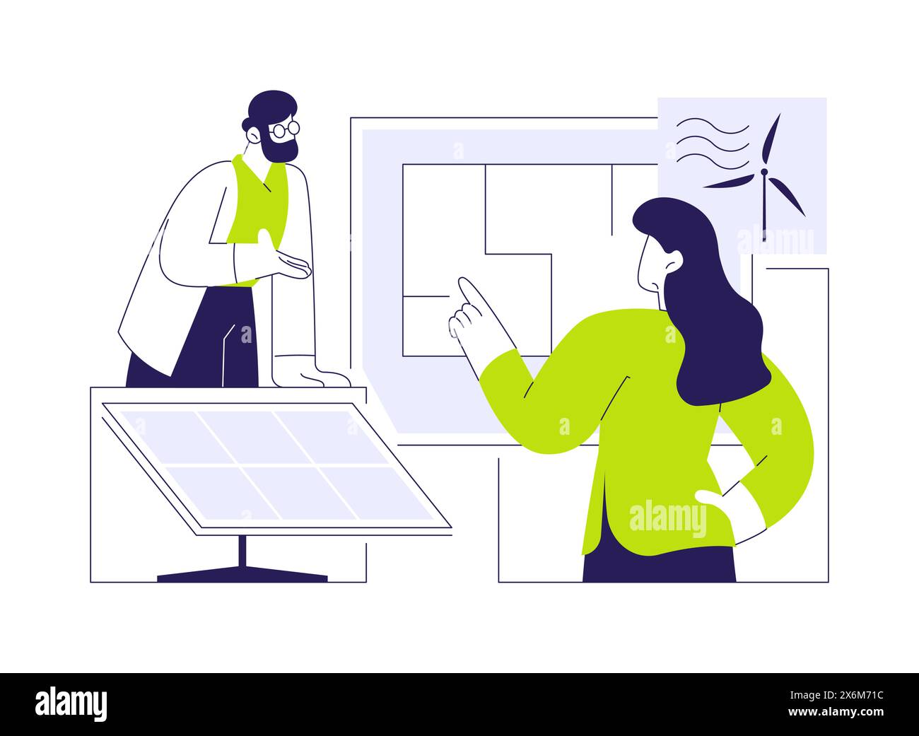 Renewable energy in building abstract concept vector illustration Stock ...