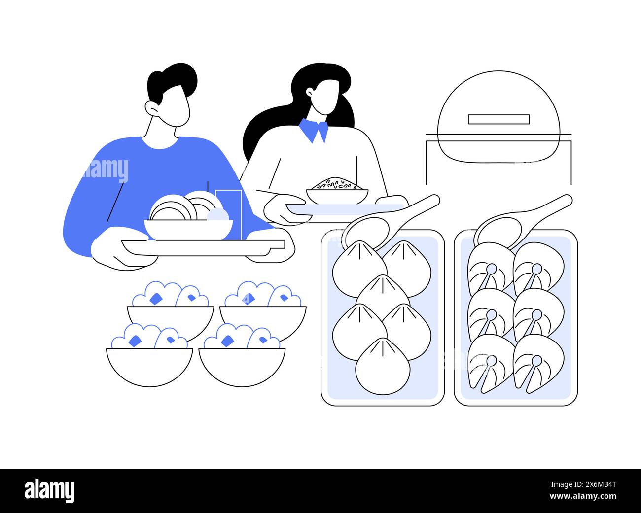 Self-service restaurant isolated cartoon vector illustrations Stock ...