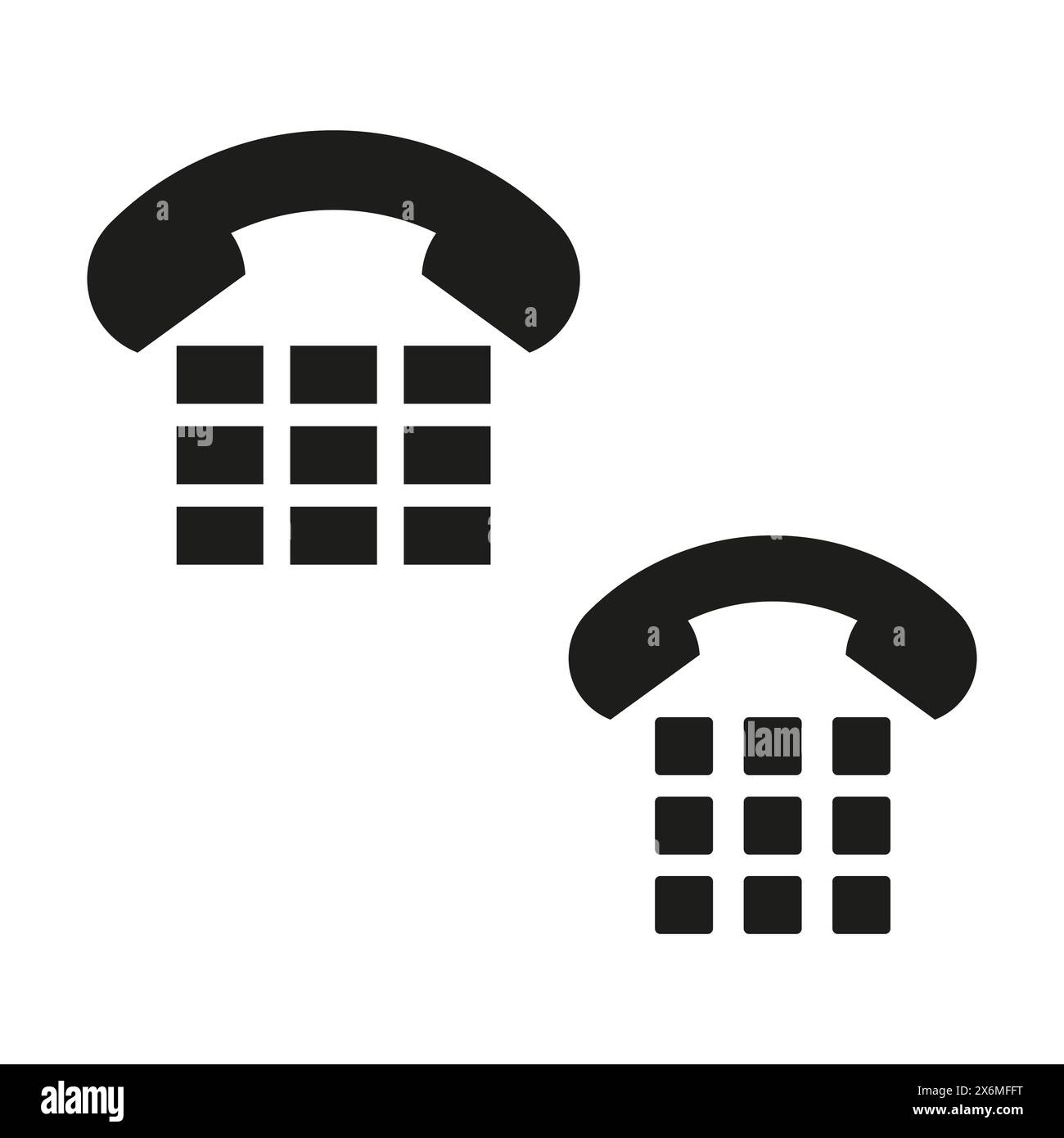 Telephone icon set. Black vector landline phones. Communication symbols