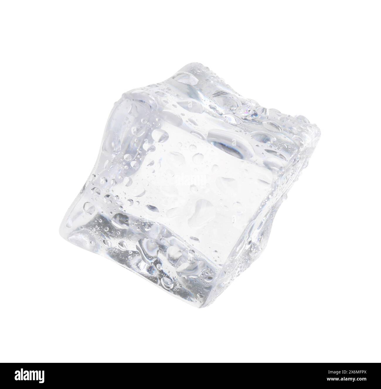 One crystal clear ice cube isolated on white Stock Photo - Alamy