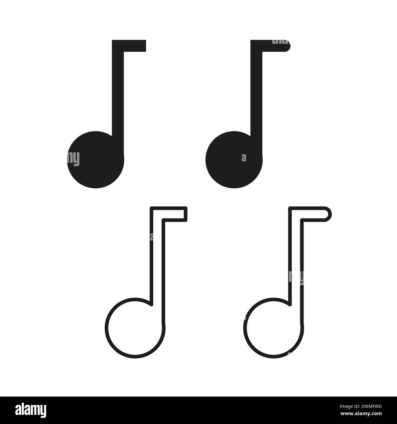 Quarter Notes Set. Musical Notation Symbols. Melody Composition Elements. Vector illustration. EPS 10. Stock Vector