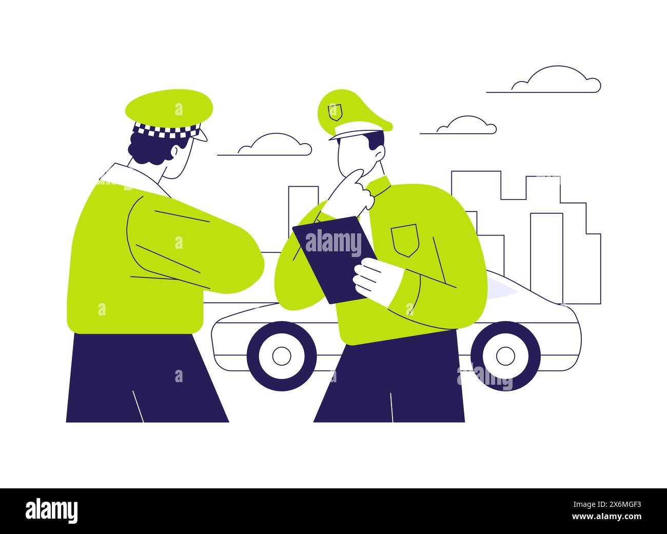 Police patrol car abstract concept vector illustration. Stock Vector