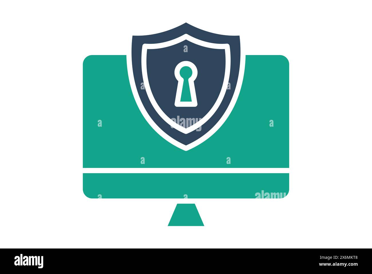 computer security icon. computer with antivirus. icon related to information technology. solid icon style. technology element vector illustration Stock Vector