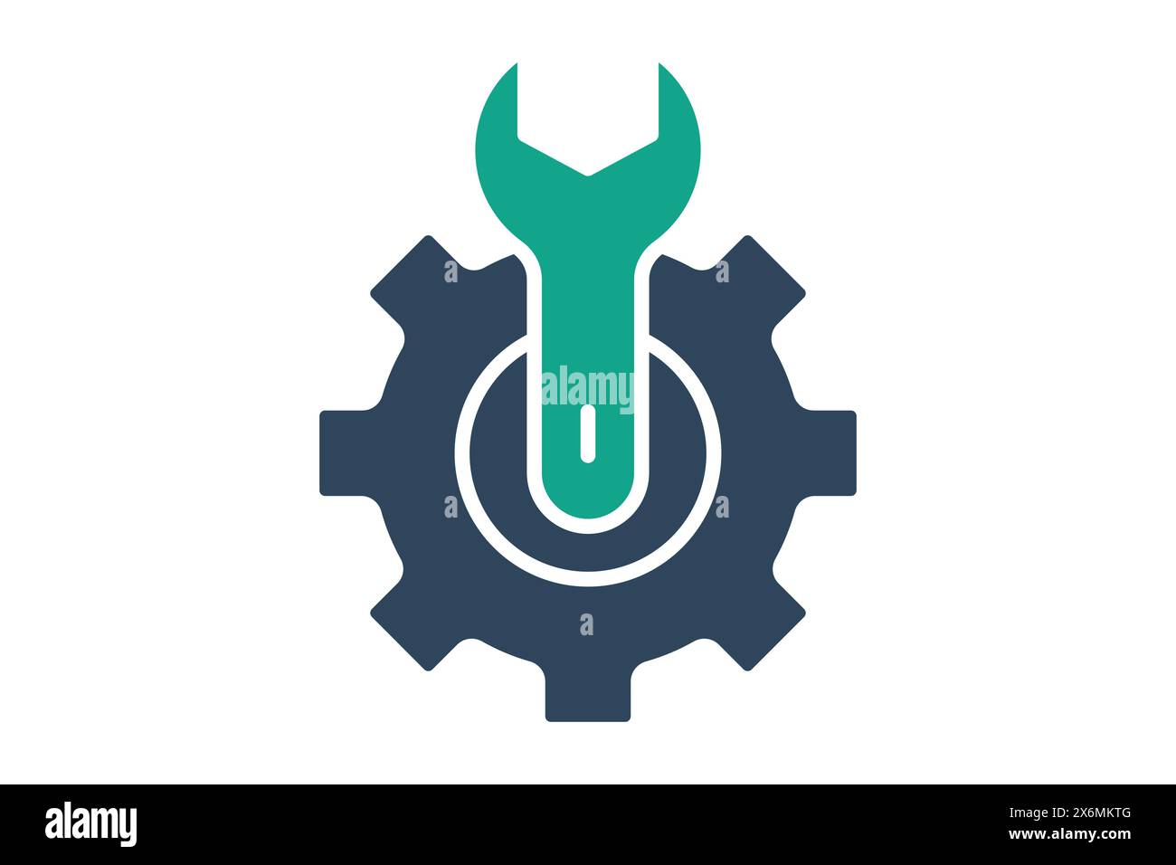 setting icon. gear with wrench. icon related to information technology. solid icon style. technology element vector illustration Stock Vector