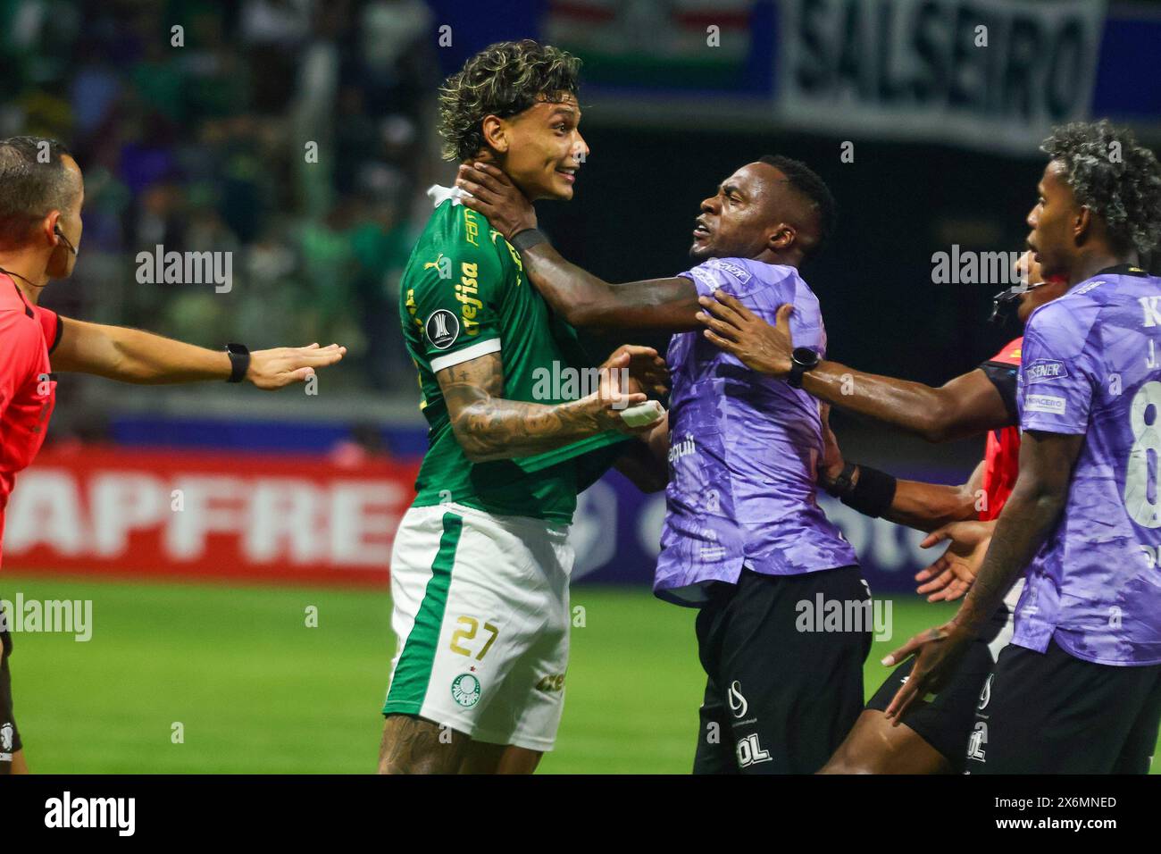 SÃO PAULO, SP - 15.05.2024: PALMEIRAS X INDEPENDIENTE DEL VALLE - Renato Ibarra argues with Richard Rios during the match between Palmeiras and Independiente del Valle valid for the 5th round of the Libertadores 2024 group stage held at Allianz Parque in São Paulo on Thursday night (15). (Photo: Yuri Murakami/Fotoarena) Stock Photo