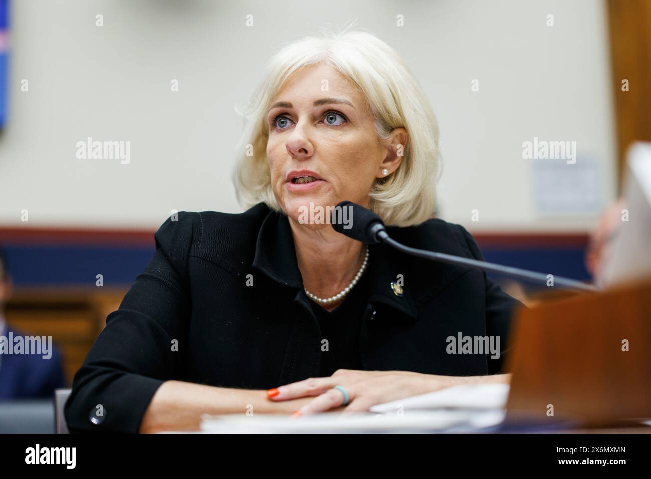 Washington, Vereinigte Staaten. 15th May, 2024. Jennifer Homendy, Chair, National Transportation Safety Board, testifies during a House Committee on Transportation and Infrastructure hearing on the Francis Scott Key Bridge collapse, on Capitol Hill in Washington DC on Wednesday, May 15, 2024. Credit: Aaron Schwartz/CNP/dpa/Alamy Live News Stock Photo