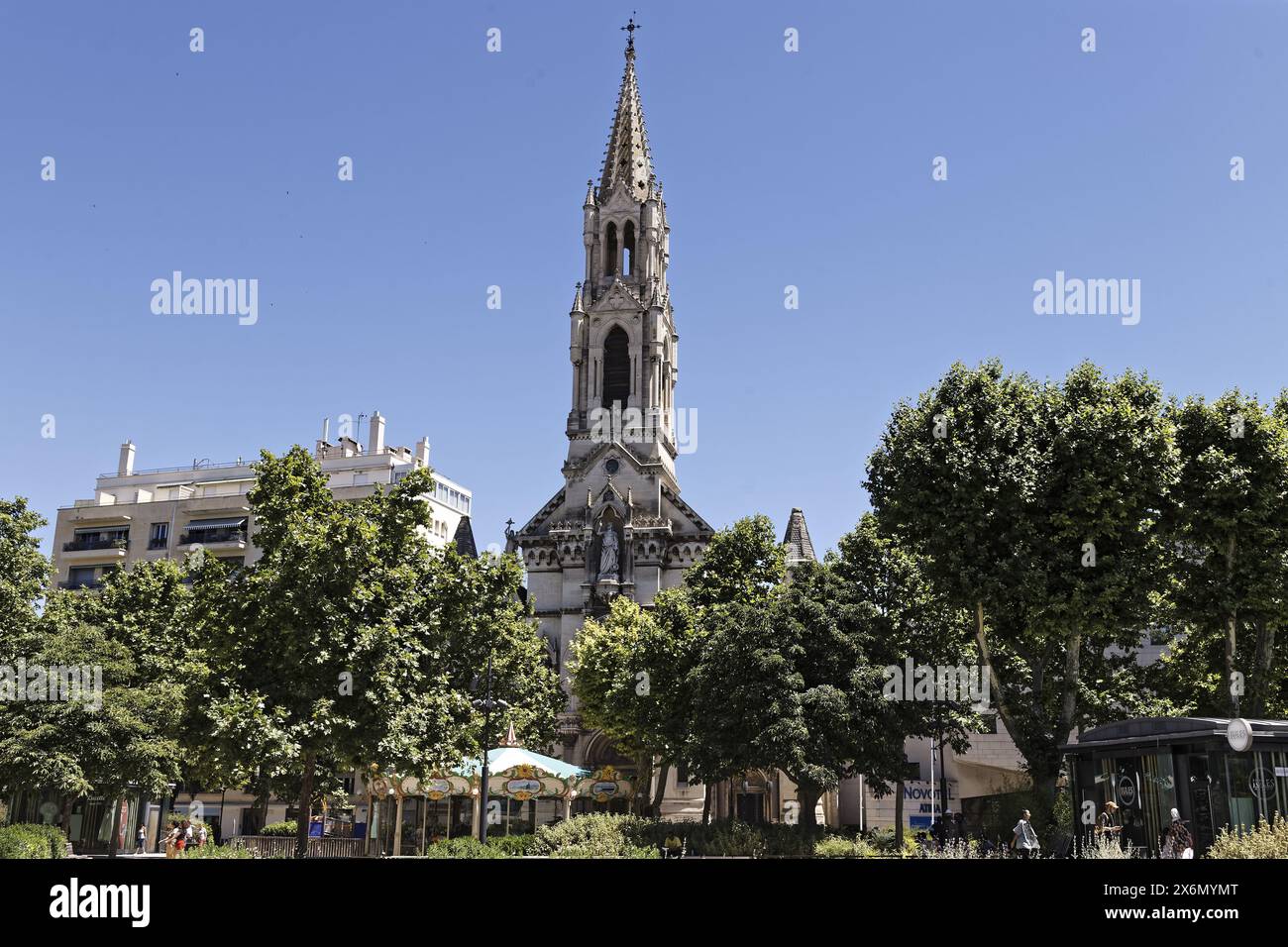 Nîmes,France.11th June,2022.The Sainte-Perpétue and Sainte-Félicité church is an eclectic style church, typical of the Second Empire in Nîmes, France Stock Photo