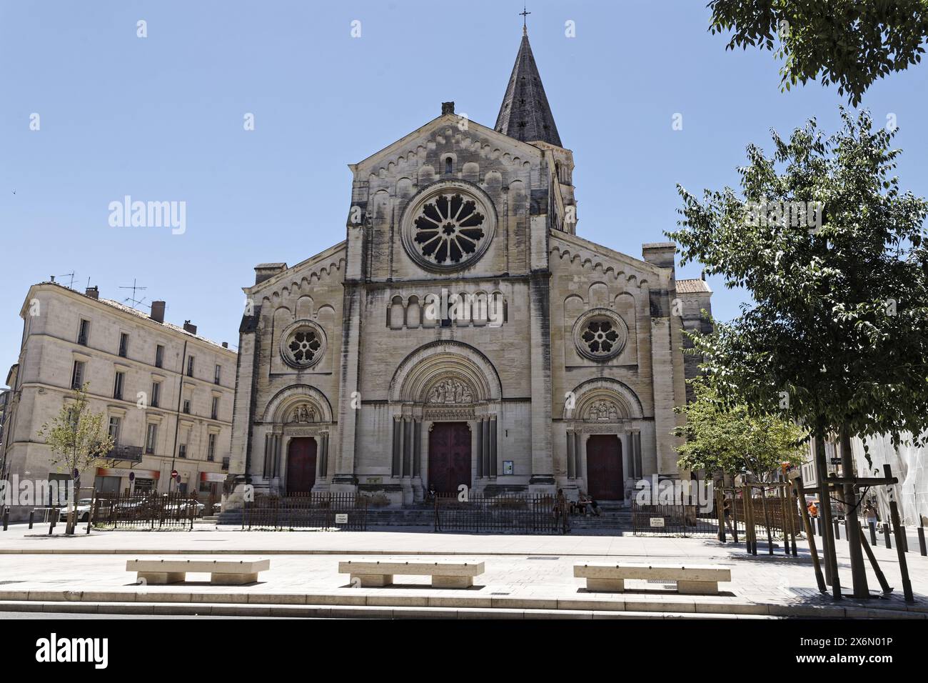 Nîmes, France.11th June, 2022.The Saint-Paul Church in neo-roman style, listed as a historic monument in 1909, built (1835-1849) in Nîmes, France Stock Photo