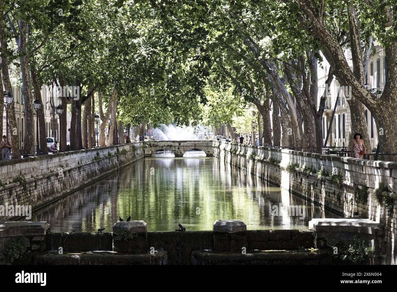 Nîmes, France.11th June, 2022. The Quai de la Fontaine canal brings water from the Jardin de la Fontaine in Nîmes, France Stock Photo