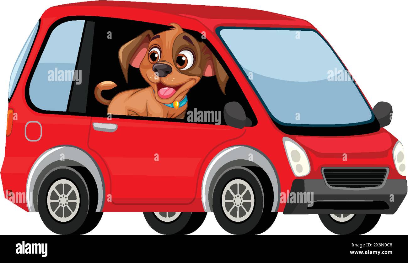Cheerful brown dog enjoying a car ride Stock Vector Image & Art Alamy