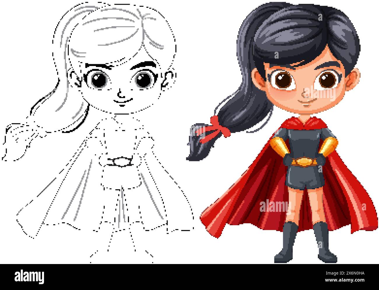 Colorful and outlined superhero girls illustration Stock Vector Image ...