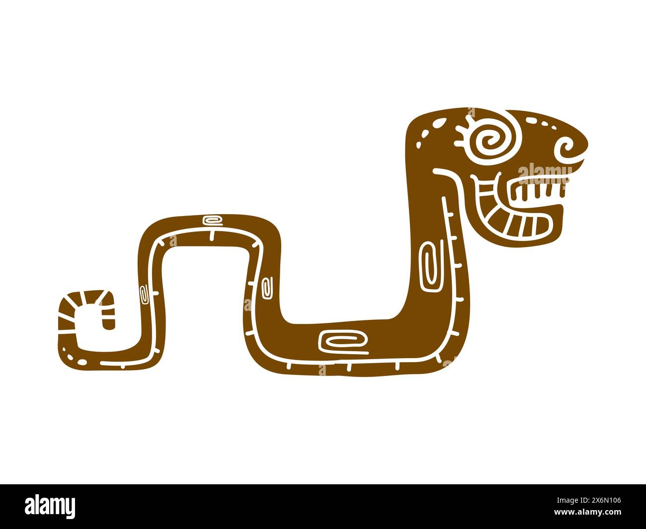 Snake Mayan Aztec totem symbol with intricate patterns. Isolated vector reptile sign of transformation, rebirth and renewal, embodying wisdom, vitality and primal forces of the earth and underworld Stock Vector